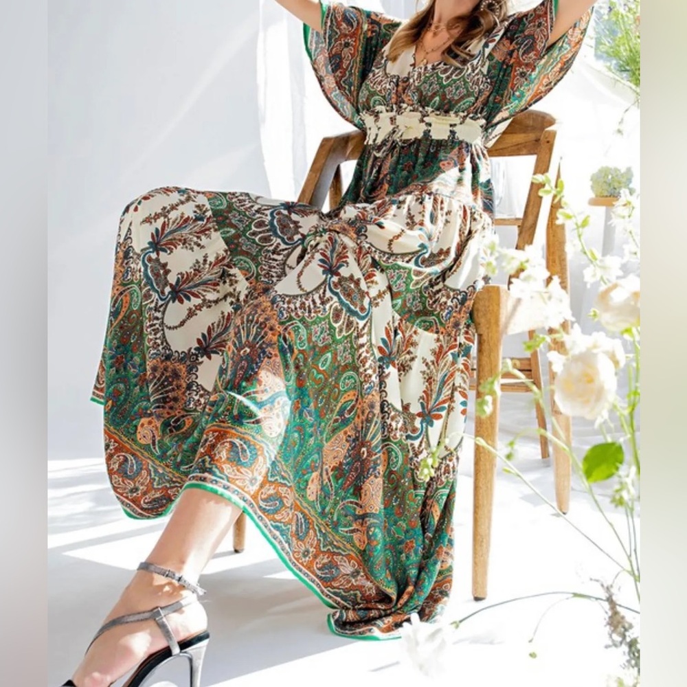 Scarf Print Maxi Dress NWT Small